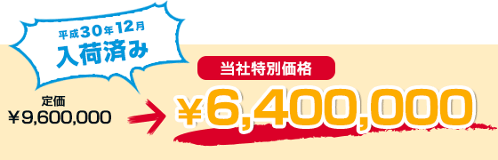 標準価格￥9,600,000を￥6,400,000でご案内